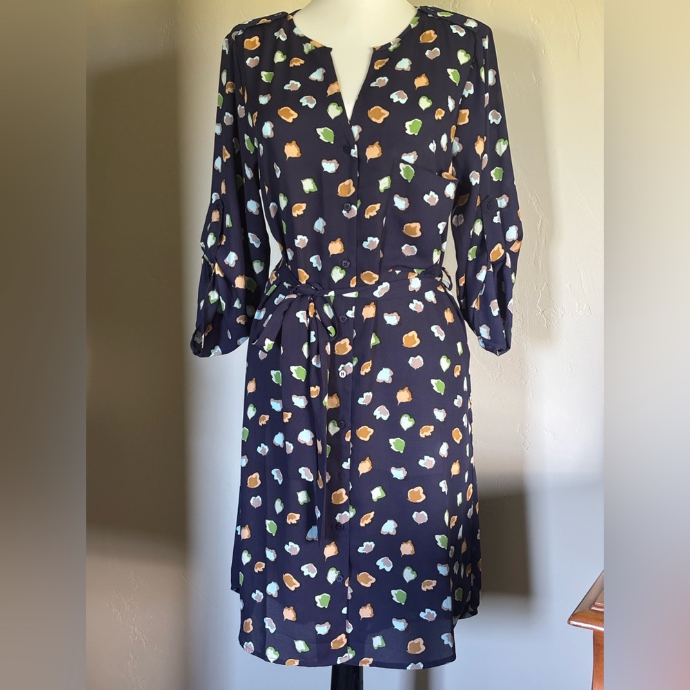 Collective Concepts Small Navy Blue Sundress with Bishop Sleeves